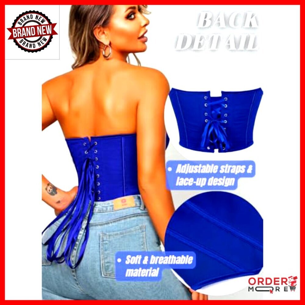 Heart Corset Top Strapless Bustier Crop Top Y2K Club Concert Rave Outfit - Picture 3 of 7